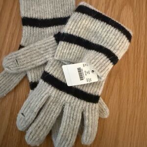 J Crew Wool/Alpaca Striped Gloves NWT